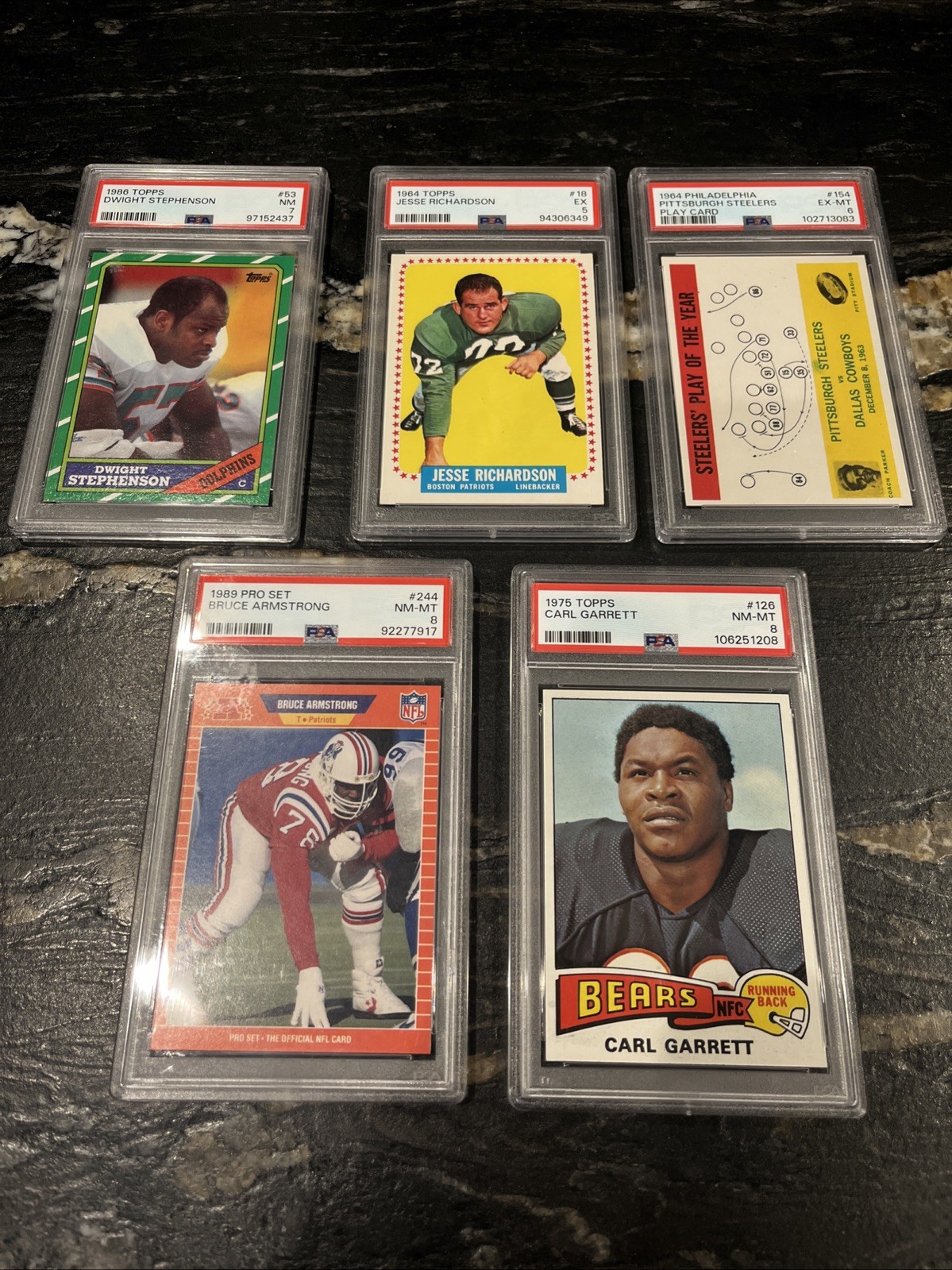 PSA Vintage Football Card Lot (5) Topps & Pro Set 1964-1989 NFL
