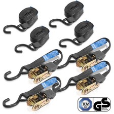 STAHLWERK Spanngurte mit Ratsche + Haken 400 kg Zuglast 4er Set / Ratschengurt