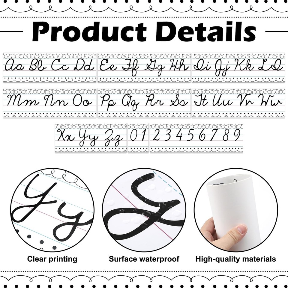 9 Pcs Cursive Alphabet Line for Classroom Wall, Simple Line | eBay