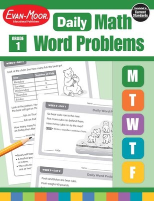 Evan-Moor Daily Word Problems, Grade 1, Homeschooling & Classroom Resource Work,