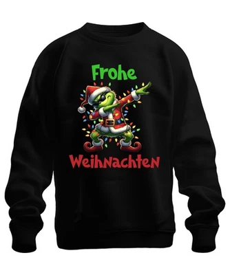 Frohe Weihnachten Dabender Grinch Weihnachtsmann Lichterkette Unisex Sweatshirt - Image 1 of 4