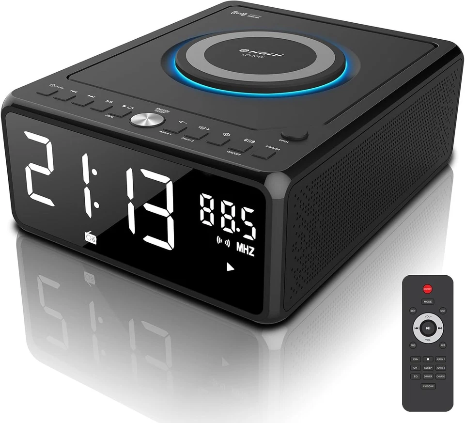CD Player Alarm Clock Radio with Remote, Bluetooth Boombox CD Players for Hom... - Image 2 of 4