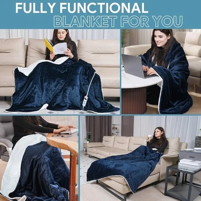 MIA & COCO Electric Heated Throw Blanket Washable Fleece Sherpa-Best Christmas Gift UK 2025