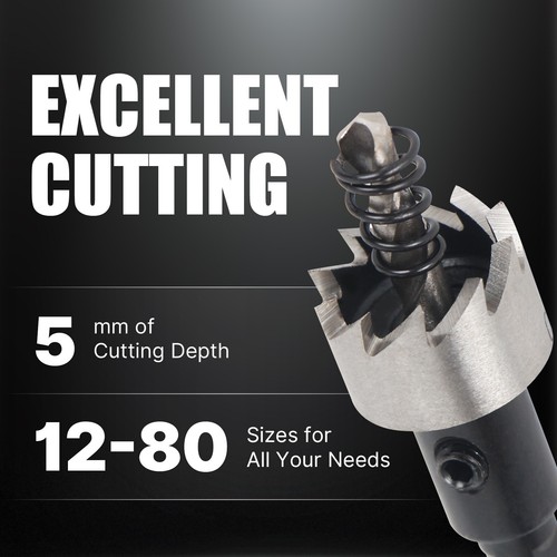 12-80mm HSS Hole Saw - For Stainless Steel & Metal Alloy Drilling - Picture 2 of 73