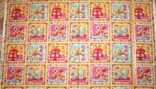 Magic Garden Ladybug Butterfly Insect Blocks SPX Fabric  23" x 42" Panel  #22425
