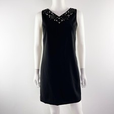 Ann Taylor Black Beaded Sleeveless Mini Dress Size 0 Business NEW with Defects