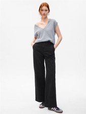 GAP Mid Rise Loose Wide Leg Khakis 100 Cotton Pants Black Size 12 NWT RT 80