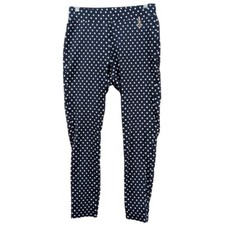 Tommy Hilfiger Pants Womens 8 Blue Polka Dot Cropped Stretch Tapered Leg Preppy