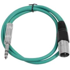 2 Foot Green XLR Male to TRS Patch Cables PA DJ Cords XLRF to 1/4"