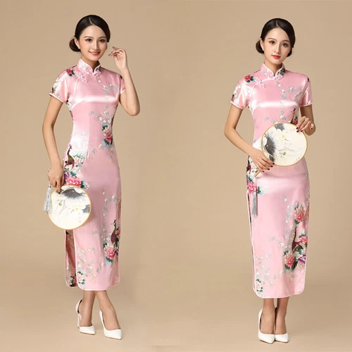 Chinese Women's Silk Satin Evening Dress Ball Long Cheongsam Traditional Qipao - Picture 13 of 29