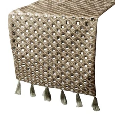 Decorative Table Runner Gold Silk Wedding Décor Table Décor - Crystal Gazer