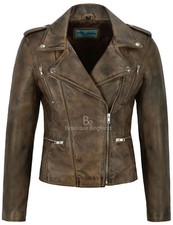 Women Leather Jacket Dirty Brown Fashion Designer Motorcycle Biker Jacket 7113