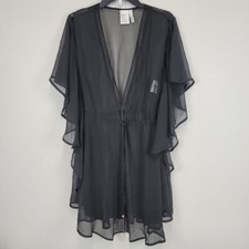 Bar III Cover-Up Women's Large BLACK Caftan Swim MBLS20808 Black  NWOT