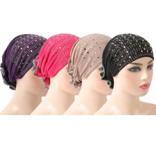 4 Pack Womens Muslim Headwear Turban Hat Headwrap Inner Hijab Caps Beanie Arab