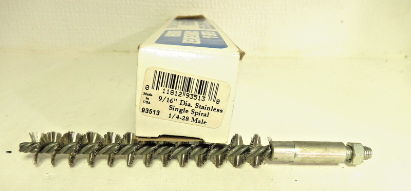{ NEW  Male SCHAEFER  Flue & Condenser Brush 9/16"" Dia. Stainless Single Spiral