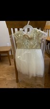 new flower girl. 4t dress Gold /cream W/ Ring Pillow Matching. Party/holiday