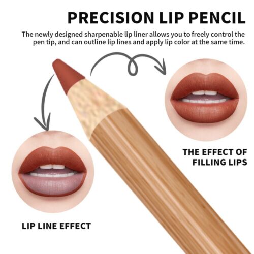 12Pcs/Box Matte Lip Pencil Waterproof Lipstick Pencil Lip Liner Set Woman Girls - Picture 4 of 6
