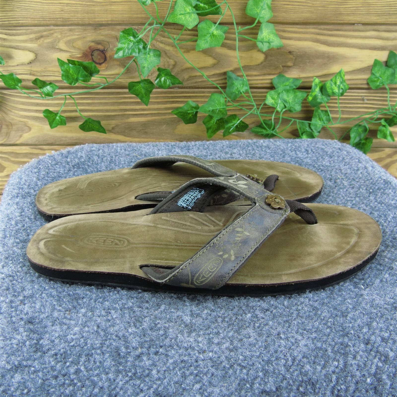 KEEN scarpe sandalo infradito donna pelle marrone taglia 10 media