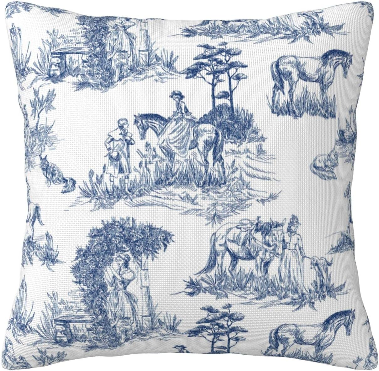 Toile Pillow Covers,French Country Decor,Vintage Pillow Case,Coastal Grandma Dec-image