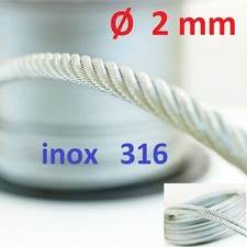 Câble inox 316  Ø 2 mm   7 X 7    LONGUEUR  AU CHOIX