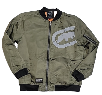 Vintage Ecko Unltd Windbreaker Orange Lined Olive Green Jacket Men