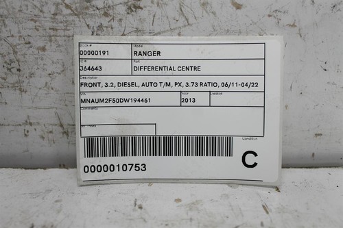 FORD RANGER PX 06/2011-04/2022 FRONT DIFFERENTIAL CENTRE 3.2L DIESEL 3.73 RATIO - Picture 2 of 8