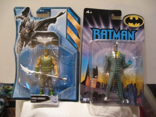 MATTEL ACTION FIGURES 2008 BATMAN SERIES TWO FACE & 2011 DC FINAL ASSAULT BANE