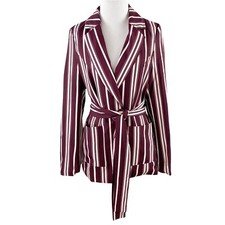 Love Tree Women's Stripe Open Front Wrap Lined Blazer Size Small