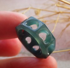 Video Certified Icy Blue Water A JADE Jadeite Heart RING USA 4.5  690773 AS