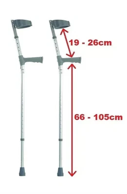 Coopers Pair Of Elbow Crutches Extra Long Double Adjustable Grey (9731C) (New)