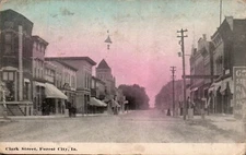 POSTCARD STREET SCENE CLARK STREET FOREST CITY IOWA