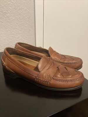 Johnston & Murphy Passport Leather Weave Penny Loafers Mens Brown Size 12 N Johnston & Murphy Passport Brown Leather Tasseled Woven  main image 3