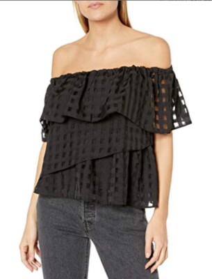 New Devlin Fast Fashion Edyth Top, Black, Women's Medium