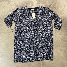 Michael Kors Dress Womens Large Blue Geometric Open Shoulder Round Neck