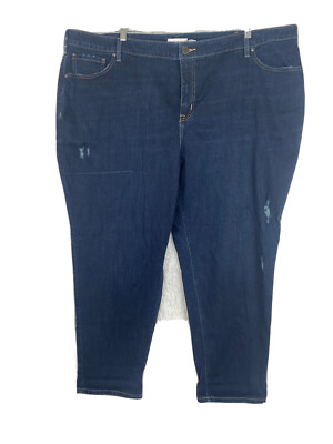 Lane Bryant Womens Low Rise Boyfriend Denim Jeans Dark Wash