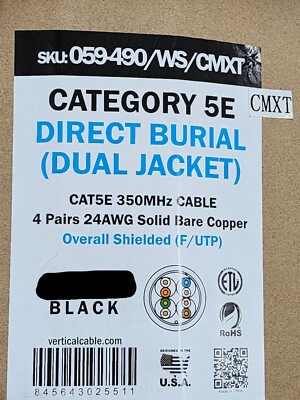Vertical Cable 059-490/WS/CMXT CAT5E F/UTP Dual Jacketed Direct Burial /50ft