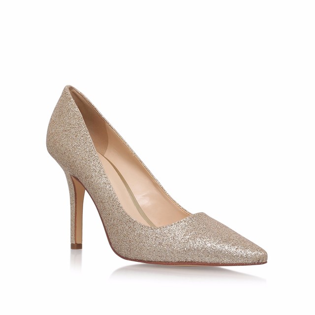 gold glitter court heels