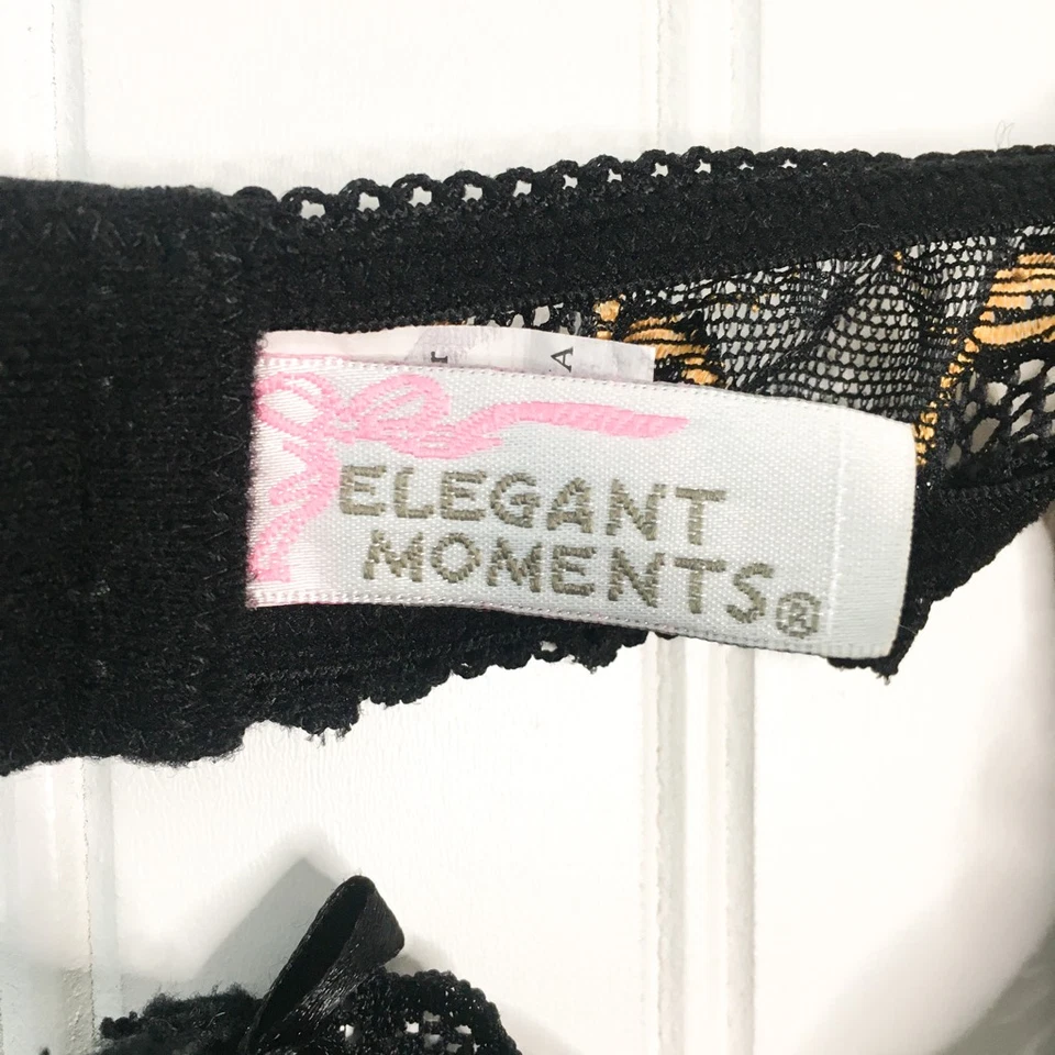 Elegante Momentos Mujer Babydoll Chemise Negro Dorado Sedoso Encaje Vestido Sexy Plus 3X Foto 4 de 4