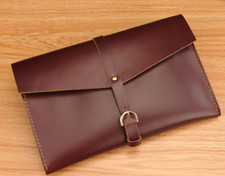 file Folder pocket cow Leather laptop bag Briefcase iPad Case pouch brown 618