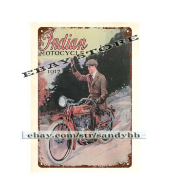 1917 HENDEE HEDSTROM classic American bike motorcycles POWERPLUS tin sign