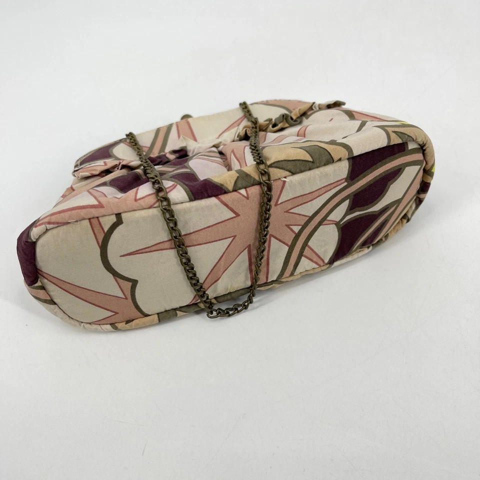 Bolso de Mano GAP Kiss Lock Pequeño Floral Rosa Borgoña Cadena Correa Volantes Foto 2 de 4