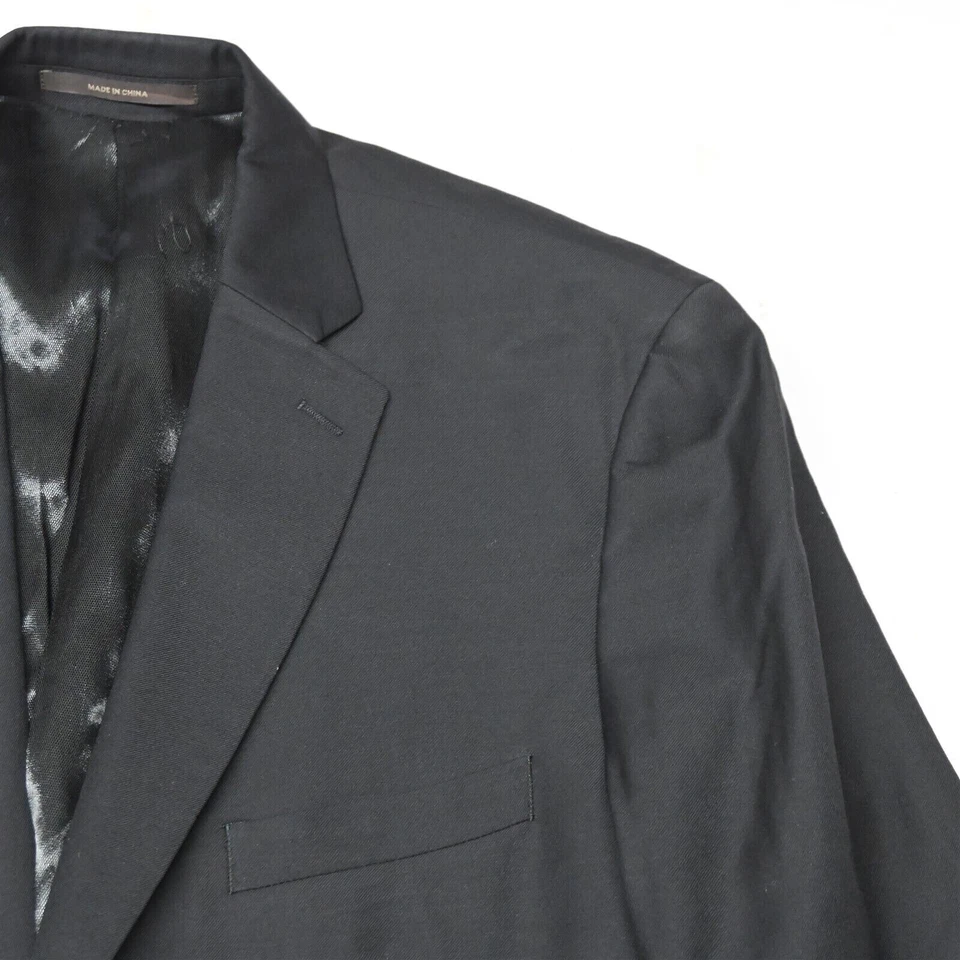 Tasso Elba 46L 34x34 Black 100% Wool Mens Sport Coat Jacket Pants Suit - Image 2 of 4