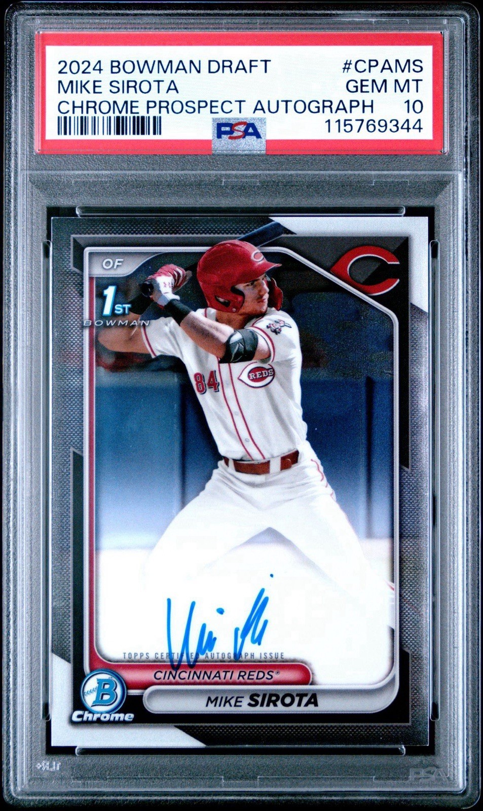 2024 Bowman Draft Mike Sirota Chrome Auto 1st #CPA-MS PSA 10 Gem