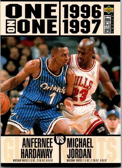 1996-97 Upper Deck Collector's Choice One on One Penny Hardaway Michael Jordan 