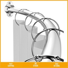 Adjustable Curved Shower Rod, Rustproof Stainless Steel, 48-85 in, Silver