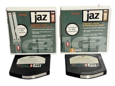 NEW 2 Open Box VTG Iomega Jaz 1GB Disk Cartridge PC IBM Compatible LOT 10387