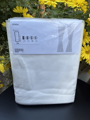 #ad #ad Ikea LENDA Curtains 1 Pair 55x118” Tie Backs White 500.901.16 NEW $79.99