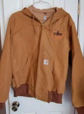 Carhartt J131 Brown Medium Hooded Duck Canvas Jacket Made in USA UFCW Union Coat