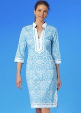 NICOBLU Capri Short Tunic Dress 16 Blue Ribbon Nautical Resort Preppy Summer NEW