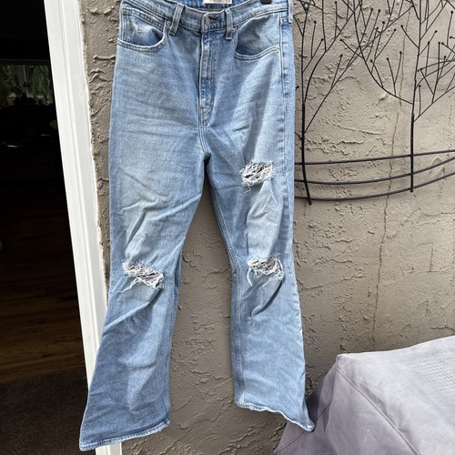 Levis Premium 70s High Flare Jeans Damen Größe 28 X32 Blau Distressed - Bild 3 von 11
